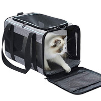 Sac de transport pliable pour animaux de compagnie, approuvé par les compagnies aériennes, respirant, en maille, à parois souples, en polyester, rectangulaire, pour chats et chiens