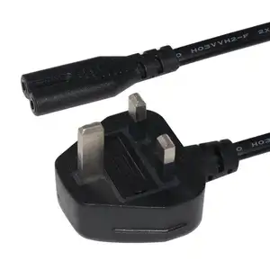 PVC ceket saf bakır İngiliz AC ucuz fiyat kablo IEC BSI 250v C7 İngiltere 3 pin fiş İngiltere BSI güç kablosu