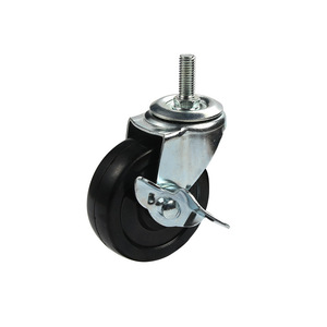 M10x25 Rubber Caster Swivel With Brake Lightweight Solid Wheel For Display Racks - Product Image 4
