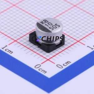 Condensateur électrolytique en aluminium SMD VSS100M1HTR-0604, SMD, D6.3xL4.5mm 10uF 20% 50V 6.3mm - Product Image 1