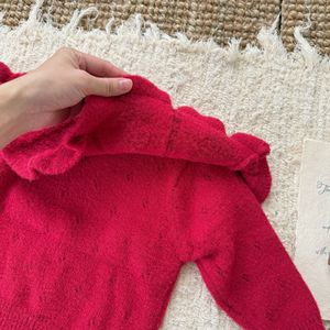 2025 Fashion Autumn and Winter Christmas Red Baby Girl Suit Round Neck Sweater <strong>Ruffle</strong> Top + <strong>Ruffle</strong> <strong>Shorts</strong> 2 Pieces Set - Product Image 4