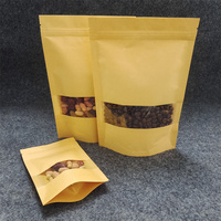 Sac en papier kraft avec fenêtre transparente HD, sac autoportant à fermeture éclair pour aliments, thé, fruits secs, noix, emballage