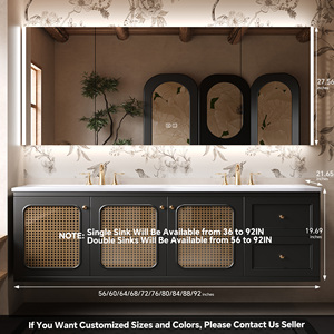 Mueble de Baño Estilo Rattan Retro Francés, Gabinete de Madera Sólida, Espejo Inteligente, Montado en la Pared, Resistente al Agua, para Baños de Hotel y Villas - Product Image 6