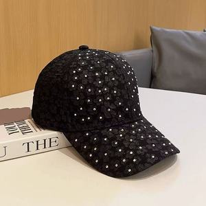 Pink Lace Baseball Cap With Rhinestones For Women Sun Protection Breathable Spring Summer Fashion Hat - Product Image 4