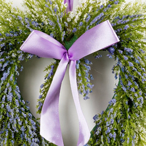 HMS Set di due 9 \ "corona artificiale di lavanda cuore viola e verde ghirlande Decorative e festoni - Product Image 3