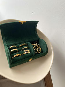 Hot Selling <strong>Ring</strong> Bracelet Necklace Storage <strong>Box</strong> <strong>Luxury</strong> Travel Compact Velvet Jewelry <strong>Box</strong> - Product Image 2