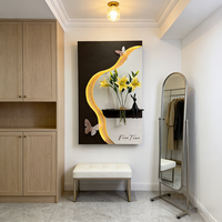 Peinture en relief 3D musulmane, sculpture géométrique texturée, peinture minimaliste en grès faite à la main, impression d'art mural LED, décoration intérieure