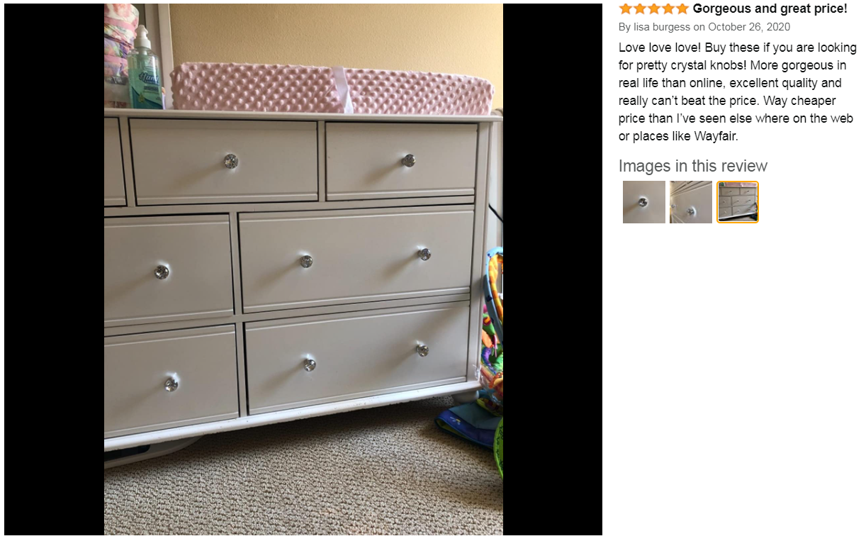 Simbrom Crystal Cupboard Pull with Screws Round Glass Kitchen Cabinet Knob Clear Diamond Furniture Drawer Handle