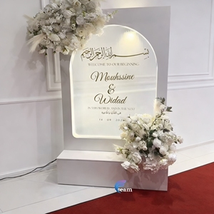 Décorations d'événements modernes en acier inoxydable luxueux : Panneau de bienvenue pour mariage, Fontaine d'eau, Toile de fond cascade pour jardin - Product Image 5