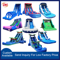 Toboggan aquatique gonflable commercial en PVC, série bleue irisée, double piste, pour piscine résidentielle, école, intérieur/extérieur