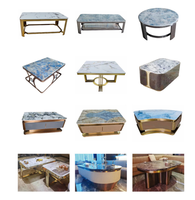 Table de bar robuste en acier inoxydable avec plateau en pierre frittée ou en verre et niche de rangement pour discothèque ou salon VIP