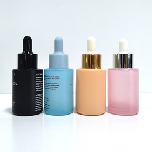 Red Glass 30ml/50ml <b>Empty</b> Cosmetic Face Serum & Hair Essential Oil Dropper <b>Bottles</b> with Custom Color Screen Printing Paper Box - Product Image 2