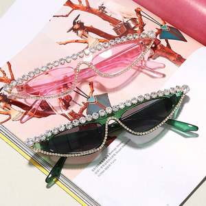 Lunettes de soleil de luxe vintage pour femmes 2020, monture petite, œil de chat, lunettes de soleil en strass pour femmes - Product Image 5