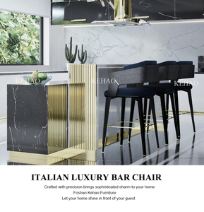 Taburete de <span class=keywords><strong>Bar</strong></span> de Lujo Minimalista Italiano, Respaldo de Madera de Nogal, Silla de Barra de Alta Gama para Isla de Cocina y <span class=keywords><strong>Bar</strong></span> en Casa - Product Image 2