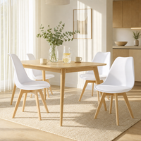 Chaise de salle à manger au design moderne, chaise en plastique blanc et gris avec pieds en bois, chaise de salle à manger en cuir avec pieds en bois de hêtre