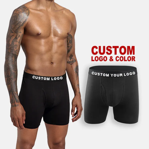 Pantalones cortos de boxeo con estampado de <span class=keywords><strong>Caballero</strong></span> de bambú clásico para hombre, ropa interior básica de tiro medio con logotipo personalizable, estampado de patrón de animales clásico - Product Image 1