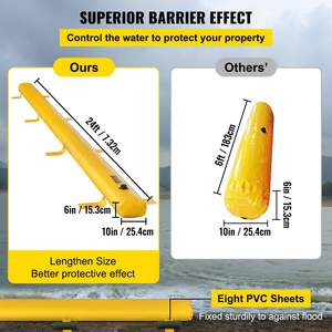 Barrière contre les inondations de 24 pieds de longueur Alternative pour sacs de sable de 6 pieds de hauteur Grand effet imperméable Réutilisable PVC Water Diversion Water Safety - Product Image 3