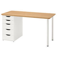 Bureau d'ordinateur moderne, table d'étude minimaliste avec deux tiroirs de rangement pour la maison, le bureau ou la chambre