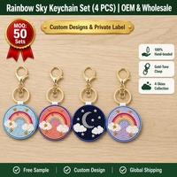 Breloque de sac perlée personnalisable DIY, porte-clés mignon fait main en perles de rocaille arc-en-ciel, pendentif lune croissante et étoile, accessoires de porte-clés