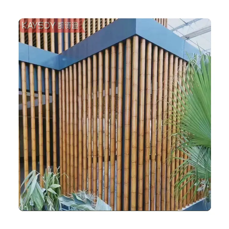 Modern Decorative Profile Bamboo Round Tube Facade Curtain Wall Interior Exterior 3D Wall Panel Aluminum Strip Baffle Wall Panel