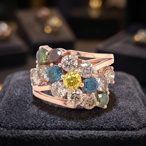 แหวนเพชรแท้คุณภาพสูง ประดับเพชรหลากสี ทองคำแท้ 14K เหมาะสำหรับเป็นของขวัญวันครบรอบ - Product Image 3