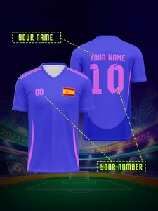Camisetas de fútbol con cuello en V estilo español, camisetas, uniformes de entrenamiento y fábrica de ropa disponible para personalización.F10 - Product Image 3