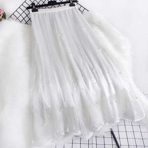 Vente flash <span class=keywords><strong>Jupe</strong></span> longue en <span class=keywords><strong>tulle</strong></span> décontractée pour femmes <span class=keywords><strong>Jupe</strong></span> trapèze taille haute d'été <span class=keywords><strong>Jupe</strong></span> en maille pour <span class=keywords><strong>femme</strong></span> - Product Image 6