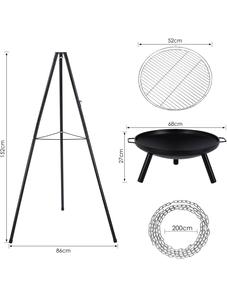 <span class=keywords><strong>Barbecue</strong></span> au charbon de bois avec trépied en acier réglable, chaîne de suspension, <span class=keywords><strong>barbecue</strong></span> au charbon de bois avec foyer - Product Image 2