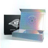 Boîte cadeau rigide pliable personnalisée avec logo en feuille holographique pour cosmétiques, soins de la peau, bijoux, emballage cadeau