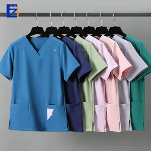 Blu Oem di bellezza Nursingets Unisex con Zip set da uomo uniforme scrub ospedale