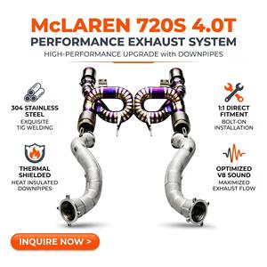 Vortex Titanium Blue Exhaust System for McLaren 720S 4.0T with Heat Shield Front Pipes Loop Pie-Cut Tailpipes <b>Kits</b> Module - Product Image 1