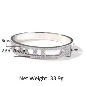 Uwin-Brazalete Personalizado con Letras Deslizantes, Brazalete de Zirconia Cúbica Iced Out, Joyería de Hip Hop para Hombre y Mujer, Regalo - Product Image 4