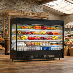 Refrigerador de cortina de aire para frutas y verduras, nevera multideck abierta con enfriamiento por aire para exhibición de productos en fruterías, supermercados, lecherías y jugos. - Product Image 1
