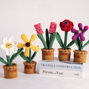 Flor Artificial Hecha a Mano de Ganchillo, Rosa, Lirio de los Valles, Tulipán, Decoración para el Hogar, Tejido de Hilo, <span class=keywords><strong>Maceta</strong></span> de Escritorio para Oficina - Product Image 6