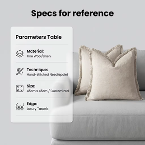 Housse de coussin décorative moderne en coton et lin tissé, unie, douce, avec franges, style bohème et rustique, pour canapé - Product Image 5