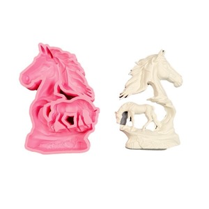 Horse Head Silicone <b>Mold</b> Pink Irregular Shape For Cake <b>Candle</b> Plaster Crafting - Product Image 5