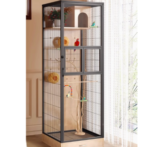 Offre Spéciale luxe grand verre trempé vitrine perroquet Pigeon bois debout nichoir oiseau Villa maison élevage cage à oiseaux - Product Image 1