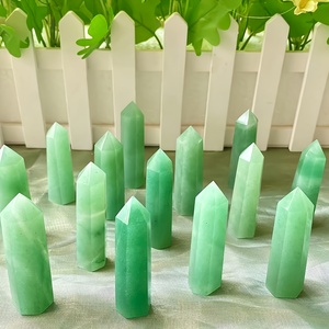 หินบำบัดคุณภาพสูงขายส่ง และหินคริสตัลสีเขียวอะเวนเจอรีน แจสเปอร์ รูปทรงเสา สำหรับการทำสมาธิ - Product Image 1