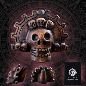 Silbato de la Muerte con Calendario Azteca Vintage, Escultura Multicalavera, Ruido de Grito Fantasmal, para Regalo de Halloween, Juguete Novedoso para el Hogar - Product Image 2