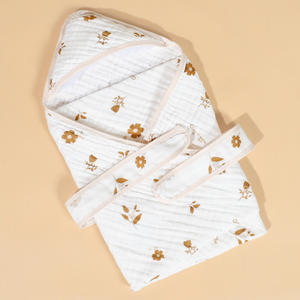 Fabricant Peignoir pour bébé personnalisable Couverture d'emmaillotage Ensemble de serviettes de bain à capuche pour bébé - Product Image 4