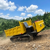 Mini-dumper sur chenilles à moteur diesel de 3 tonnes avec chenilles en caoutchouc et benne de chargement relevable, moment de charge élevé