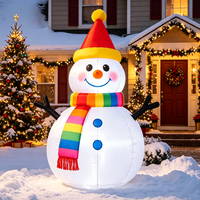 Grand bonhomme de neige gonflable avec écharpe arc-en-ciel, décoration de Noël en tissu Oxford, résistant à l'eau et au soleil, installation facile pour l'extérieur