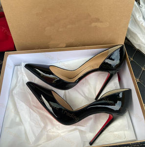 Luxury Brand Ladies CL Red Bottom High Quality Heels <b>Black</b> Leather <b>Slip</b>-<b>On</b> Lightweight Chunky Style Summer Autumn Pointed Toe - Product Image 3