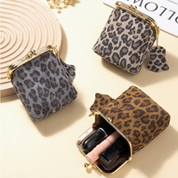 Vente en gros de sac à cosmétiques pour rouge à lèvres imprimé léopard mini pochette pour rouge à lèvres sacs de rangement portables trousse de maquillage mignonne pour femmes