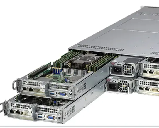 SYS-620BT-DNTR 2U de 2 nodos BigTwin, con 6 bahías NVMe/SATA de 3,5 pulgadas por nodo