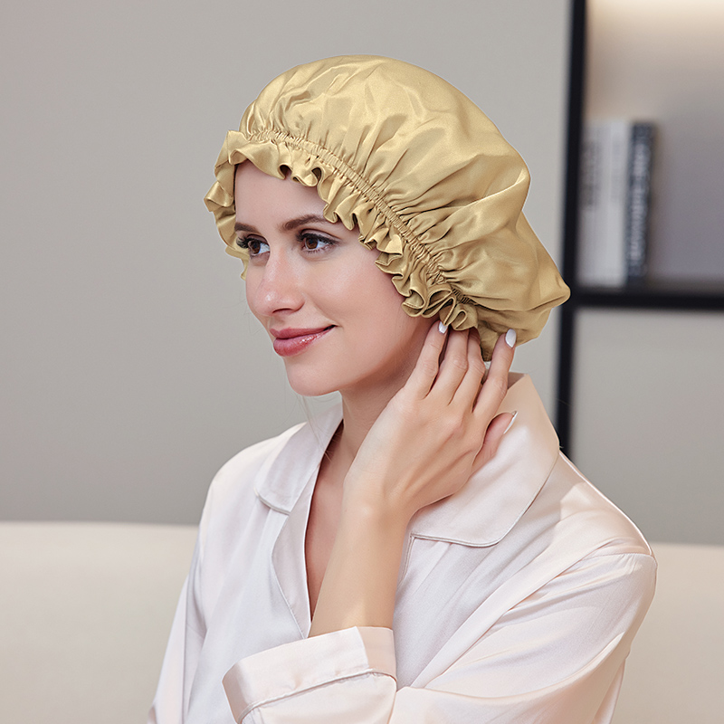 Double layer Silk Gold Bonnet