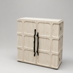 Armadio da Pranzo Idao in Legno Massello, Stile Vintage Francese, Medievale, Ispirato al Japandi, Stile Nordico - Product Image 1