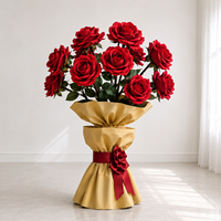 Bouquet de fleurs artificielles géantes rouges personnalisées, arrangement floral sur pied pour mariage, événement, décoration de vitrine