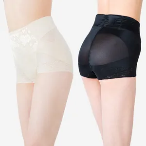 Bragas de control transpirables para mujer, ropa interior de realce, realce de glúteos, de lujo, de cintura alta, con encaje en forma de negro