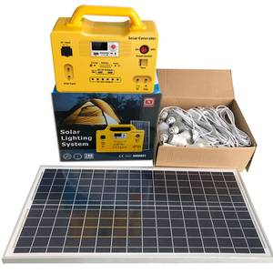 Kits d'éclairage solaire portables 20W 30W 50W FM avec Bluetooth et 6 ampoules, contrôleur MPPT, système de production d'énergie solaire - Product Image 1